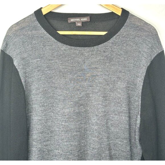 Michael Kors Mens Sweater Extra Fine Merino Wool Preppy Pullover Gray Size Large - Picture 3 of 10
